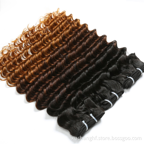 wholesale virgin hair vendors ombre color Brazilian hair extension 1B/4/30 deep wave hair